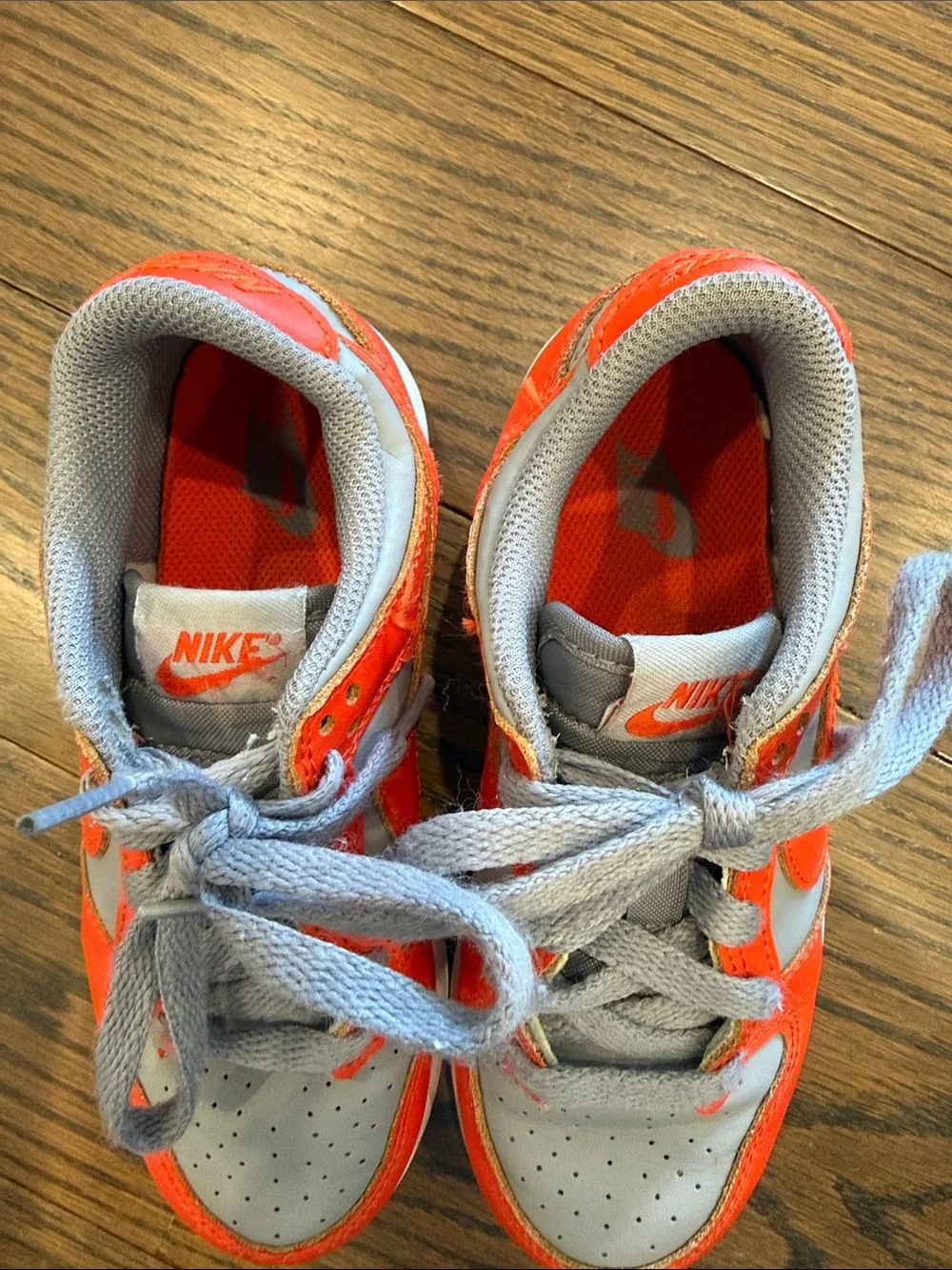 Nike Dunks Kids Orange and Gray Lace-Up Sneakers